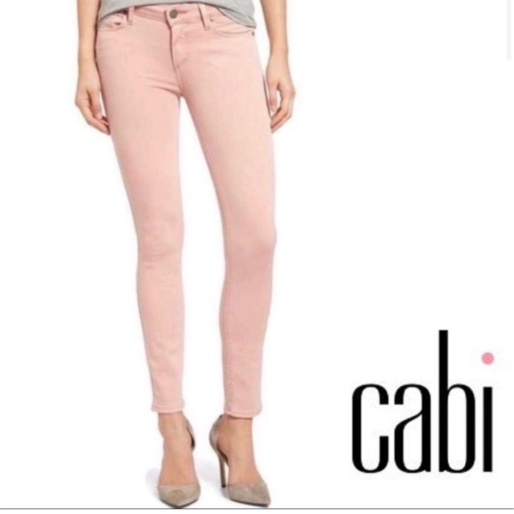 CAbi Nectar Pink Mid Rise Skinny Jeans, Style # 224, Size 6, good condition